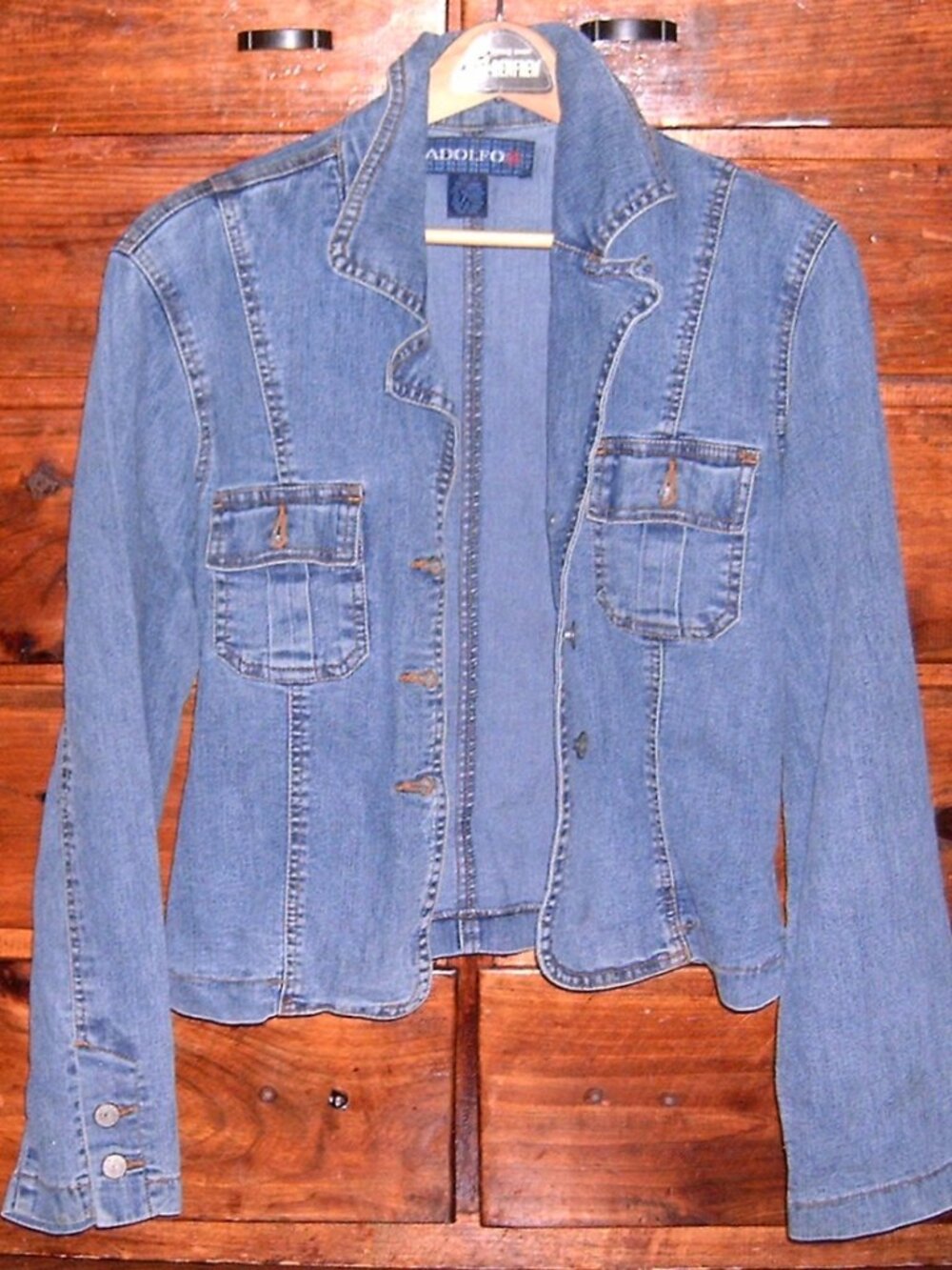 Adolfo Linen and Cotton Blue Jean Jcket size M